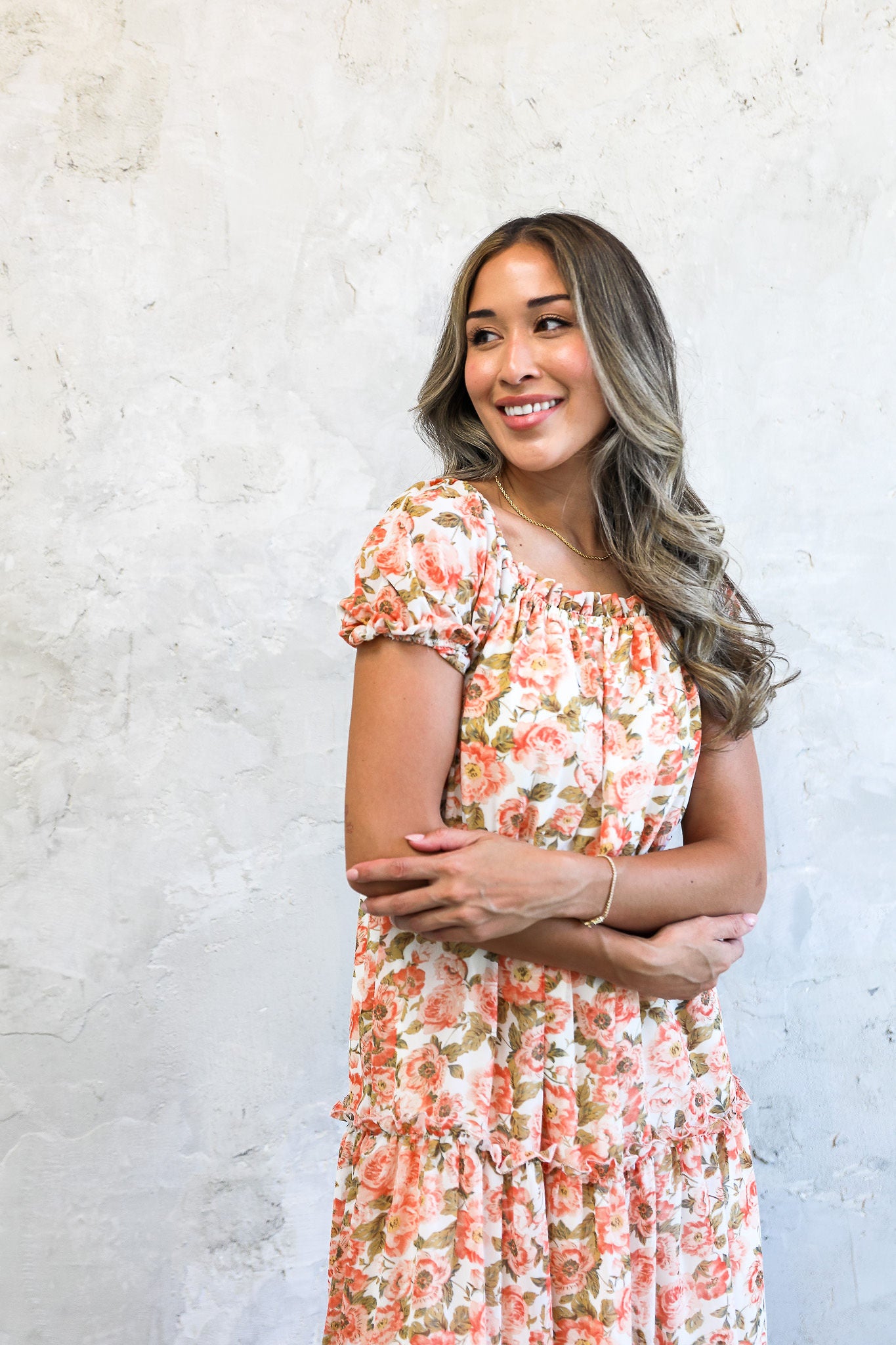 Jolene Midi Dress in Nectarine Blossom | Oh My Word